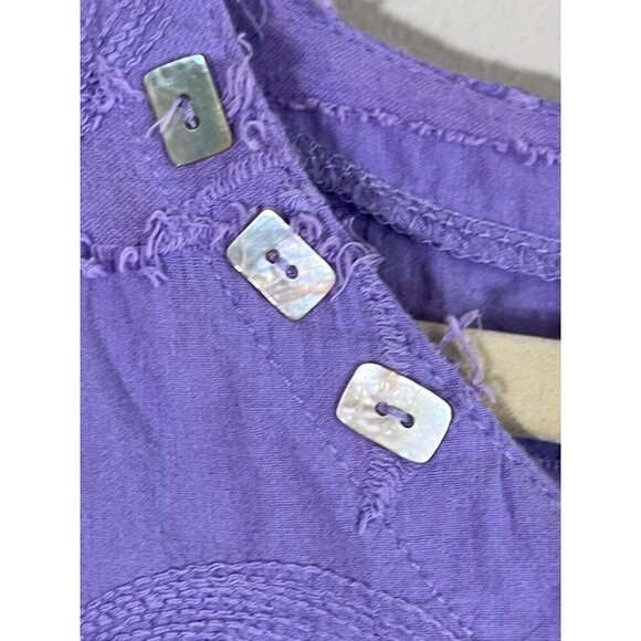 Cottonseed Top Women M Purple Floral Embroidery Retro 80s Neutral Hippie Classic - Picture 5 of 11